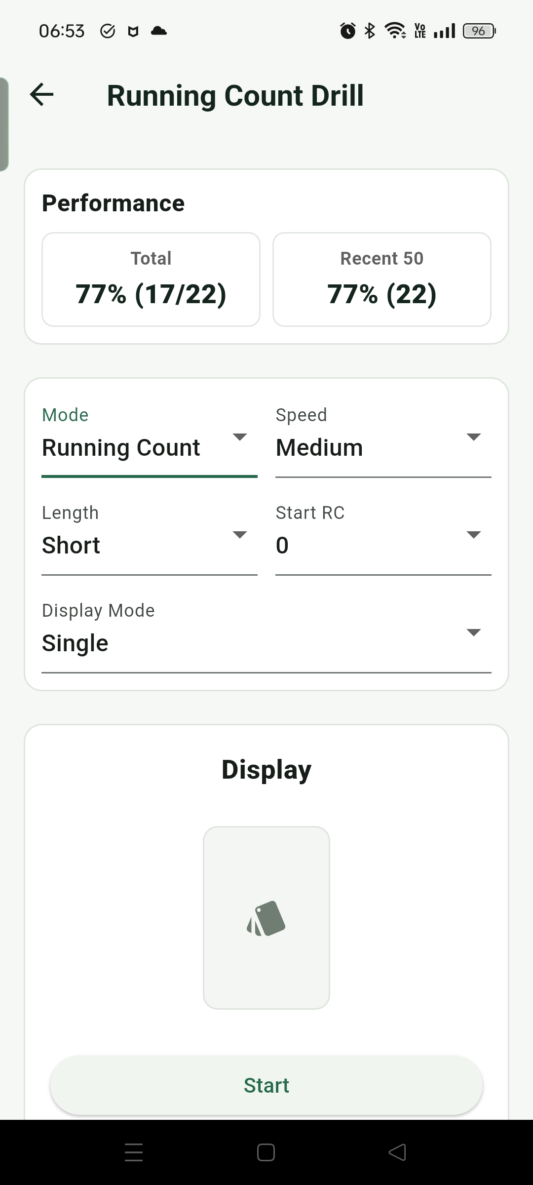 Running Count Drill 可調整 Mode、速度、Length、起始 RC 和 Display Mode